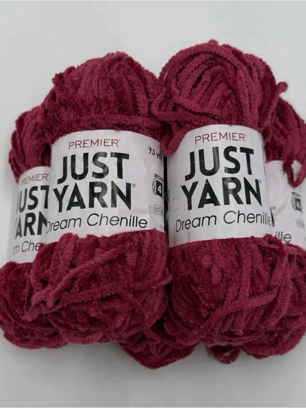 Premier Just Yarn Dream Chenille - Lot of 5 - Cupid - 1.76oz ea / 73 yds ea